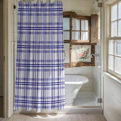 Navy White Stripes - Premium Shower Curtain