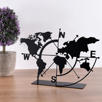 Stylish Decorative Object, Black Metal, 7.1 x 10.2 inches | 100% Durable Metal Construction, Thickness: 0.06 inches | Perfect for Home Decor & Office Accent, Modern Design with Sturdy Base (6.4 x 2.0 inches)