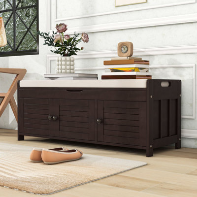 Linen Blend Upholstered Storage Bench