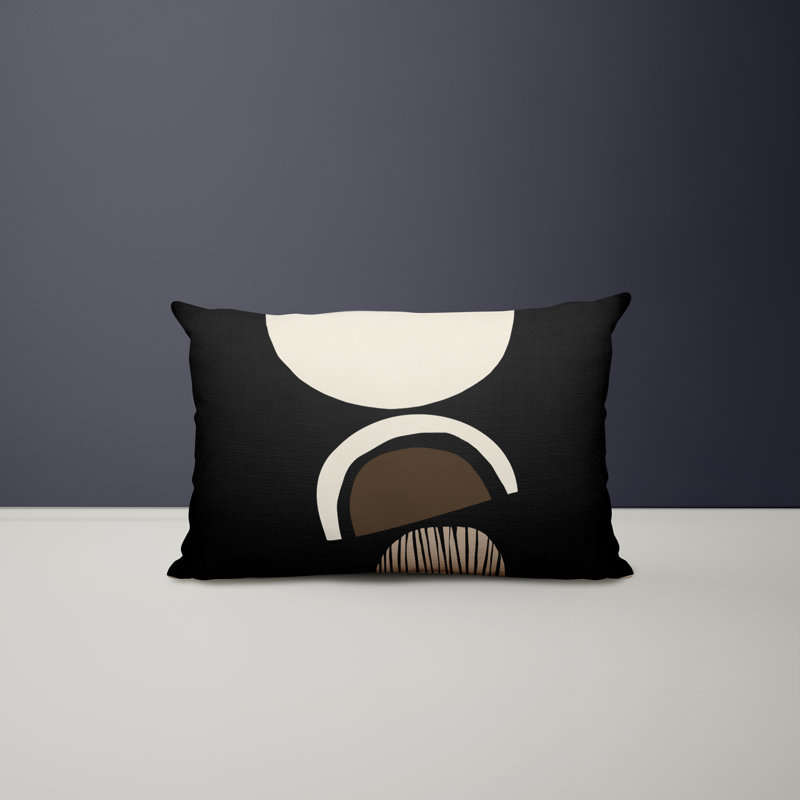 Housse et insert de coussin rectangulaire intérieur / extérieur en polyester / mélange de polyester Chamu, Beige / noir