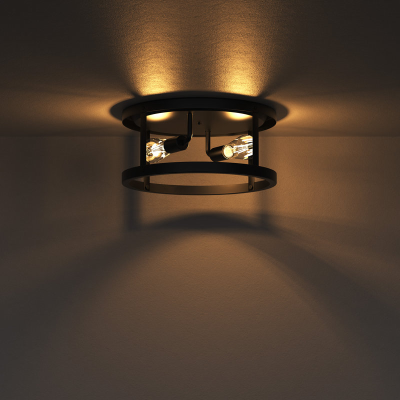 Plafonnier encastré tambour noir 2 lumières Craspedia