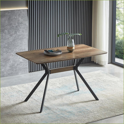 Tables de salle à manger | Mesa de Comedor | Pieds modernes en bois aggloméré de 47 po avec plateau en MDF moderne et minimaliste | Rectangle