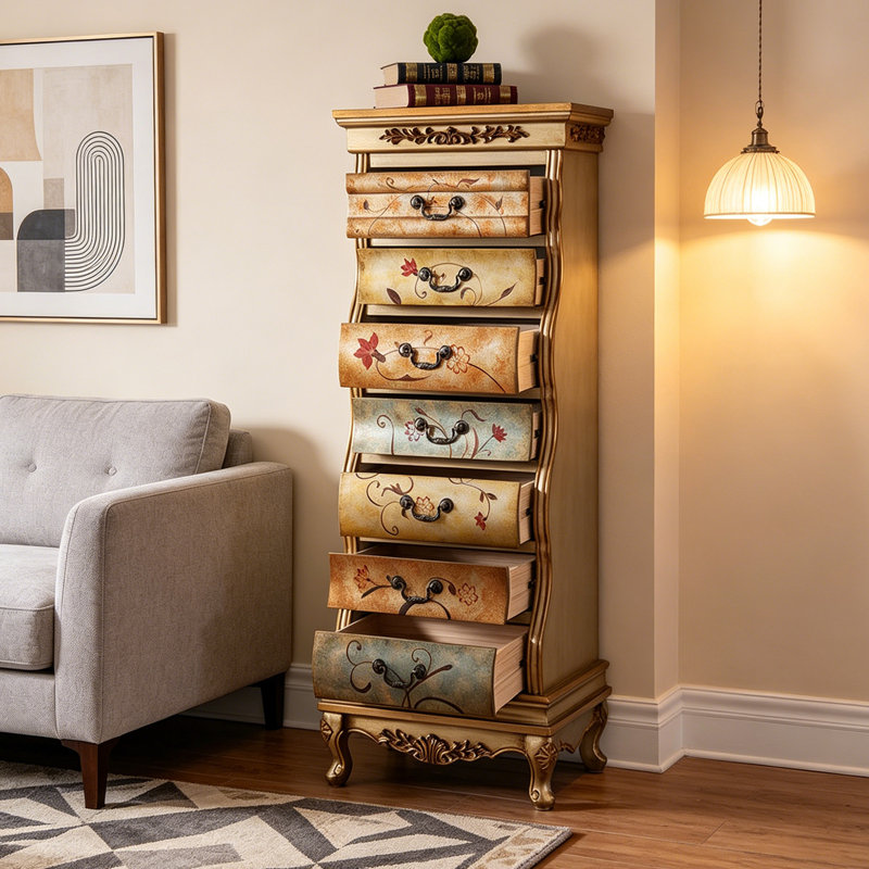 Retro Distressed Painted Solid Wood Accent Chests