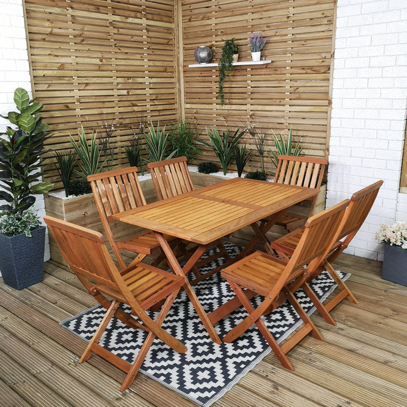 Caziyah Rectangular 7 - Piece 6 - Person 75 Cm L Outdoor Table Set