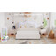 Lit plateforme tapissier en cuir Largent avec lumières DEL et tête de lit couronne blanc / rose-428211957-428211953