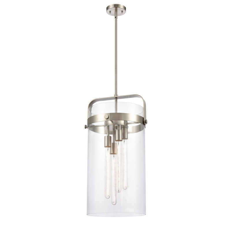 Luminaire suspendu 4 tiges Erie, Clair, Nickel satiné