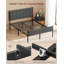 Bed Frame, With Upholstered Headboard, Metal Bed Frame, 500 Kg Weight Capacity, Easy Assembly, Slate Grey-462901753