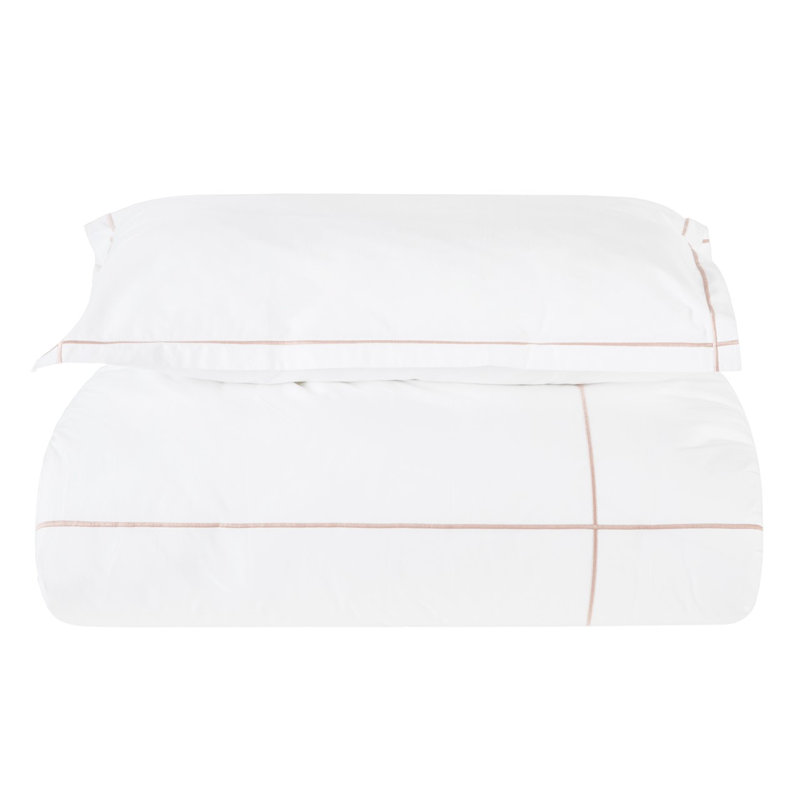Classic Hotel_Duvet Cover, Queen Duvet Cover, White/Taupe