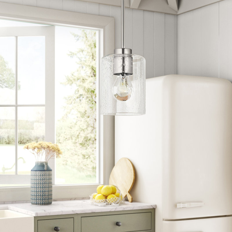 Luminaire suspendu cylindrique à 1 lumière Greyson, Nickel brossé
