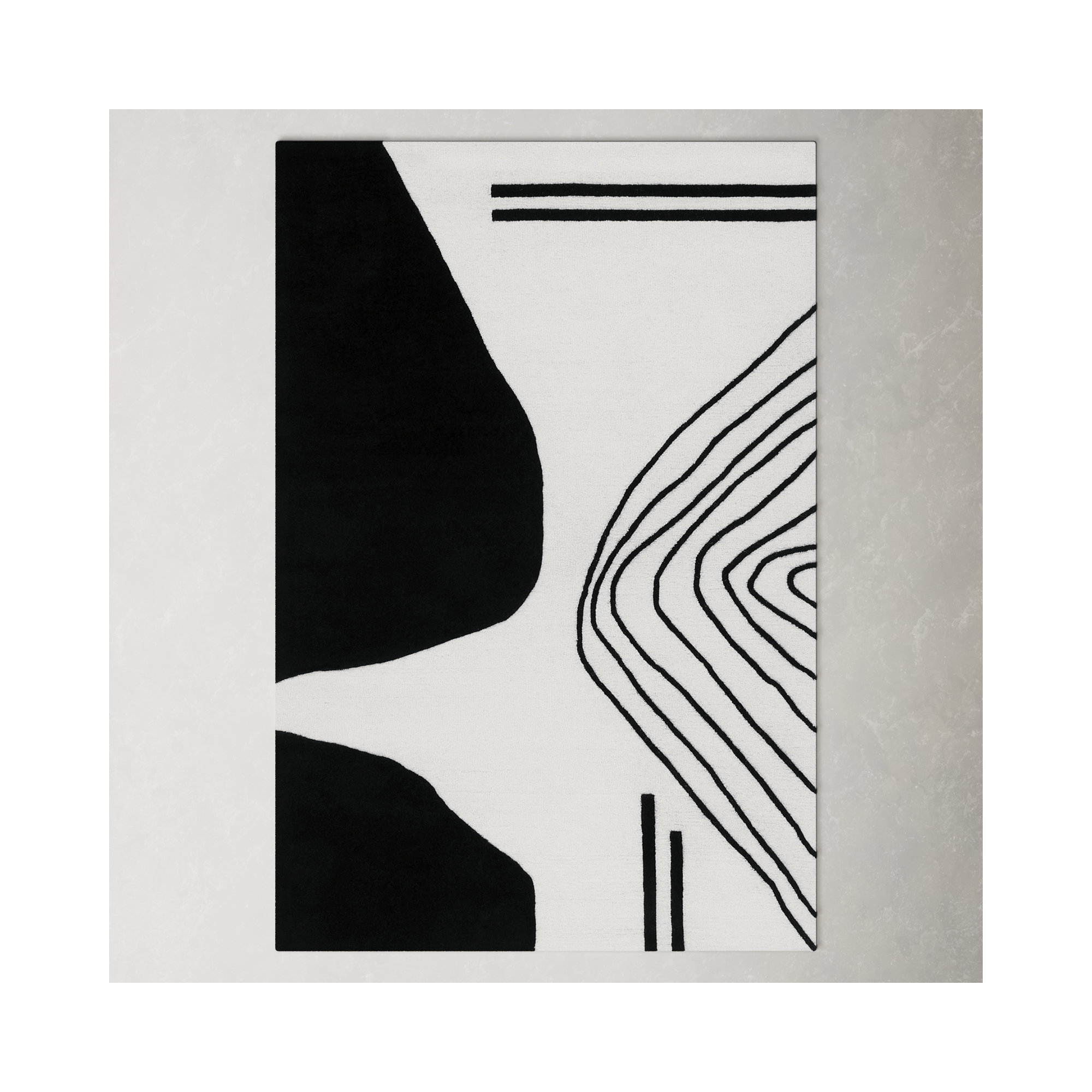 Felipe Handmade Wool Ivory/Black Rug, Rectangle 6' x 9'