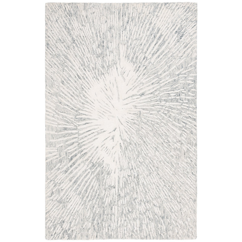 Soho Hand Tufted Wool/Viscose/Cotton Abstract Rug in Ivory/Gray, Rectangle 3" x 5"