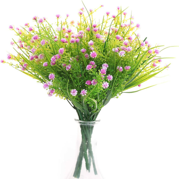 Artificial Flowers Baby Breath Fake Flowers UV Resistant Greenery Shrubs Hanging Plants Primrue Flower Color: Fuchsia