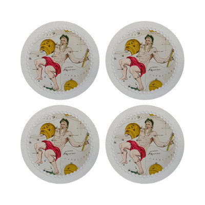 Zodiac Aquarius Vegan Leather Round Pebble Placemat