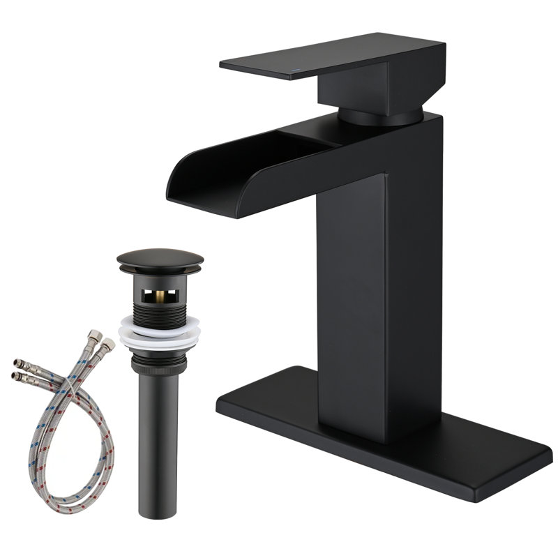 Single-Hole Single-handle Bathroom Faucet with Drain Assembly, Matte Black