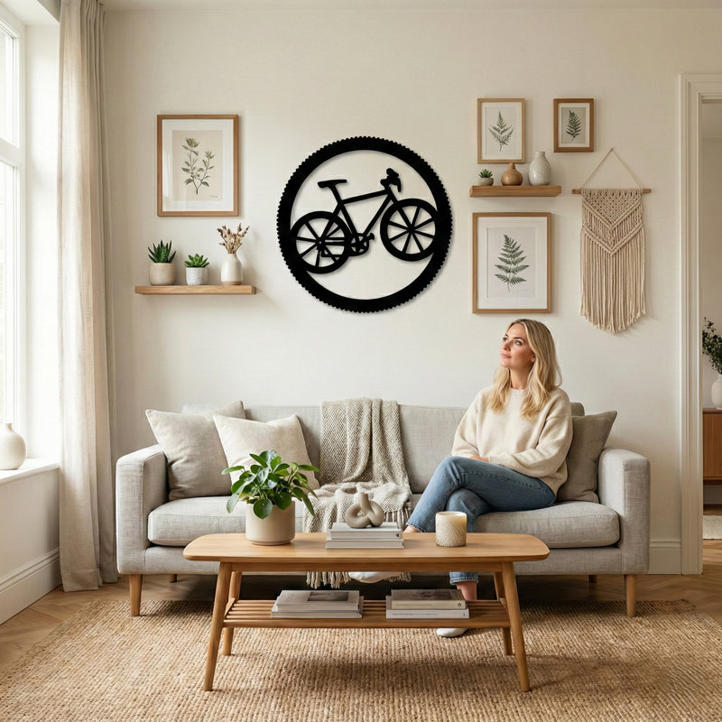 Décoration murale vélo, H 18 po x l 18 po x P 0,6 po