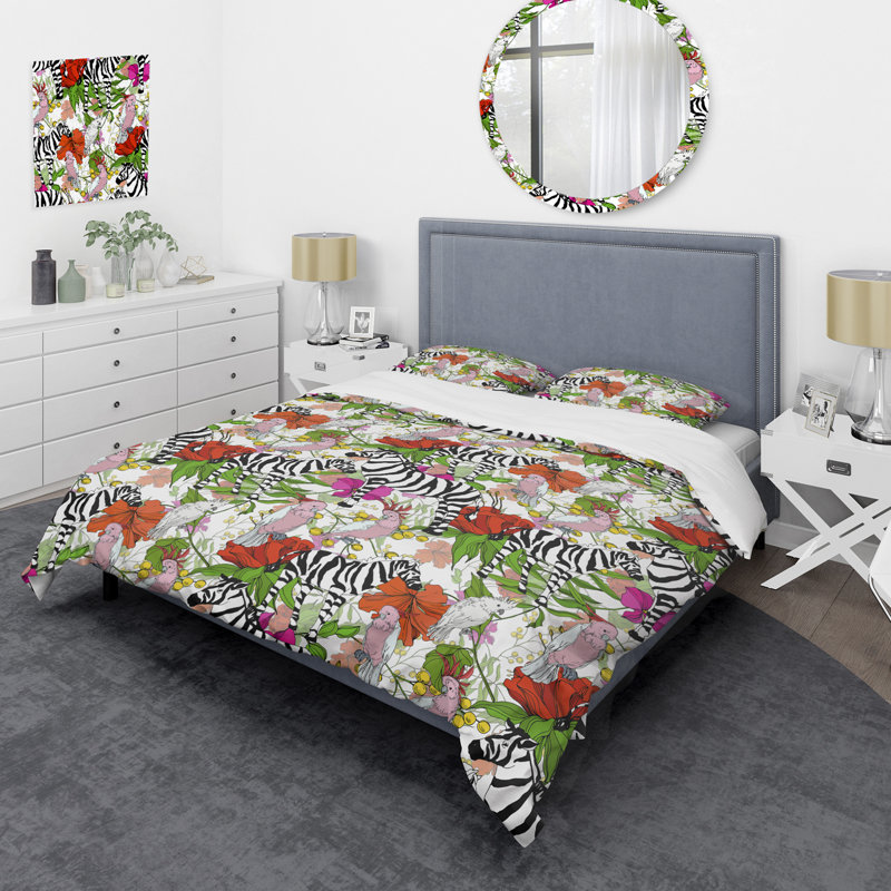 Ensemble de housse de couette en microfibre noir / blanc / vert 3 pièces, Housse de couette pour très grand lit et 2 très