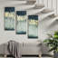 3 toiles d'art murales dorées, thème abstrait, l 15 po x H 35 po, bleu foncé et bleu sarcelle, toile, 3, 15 po 35 po, bleu sarcelle, création-1082957024