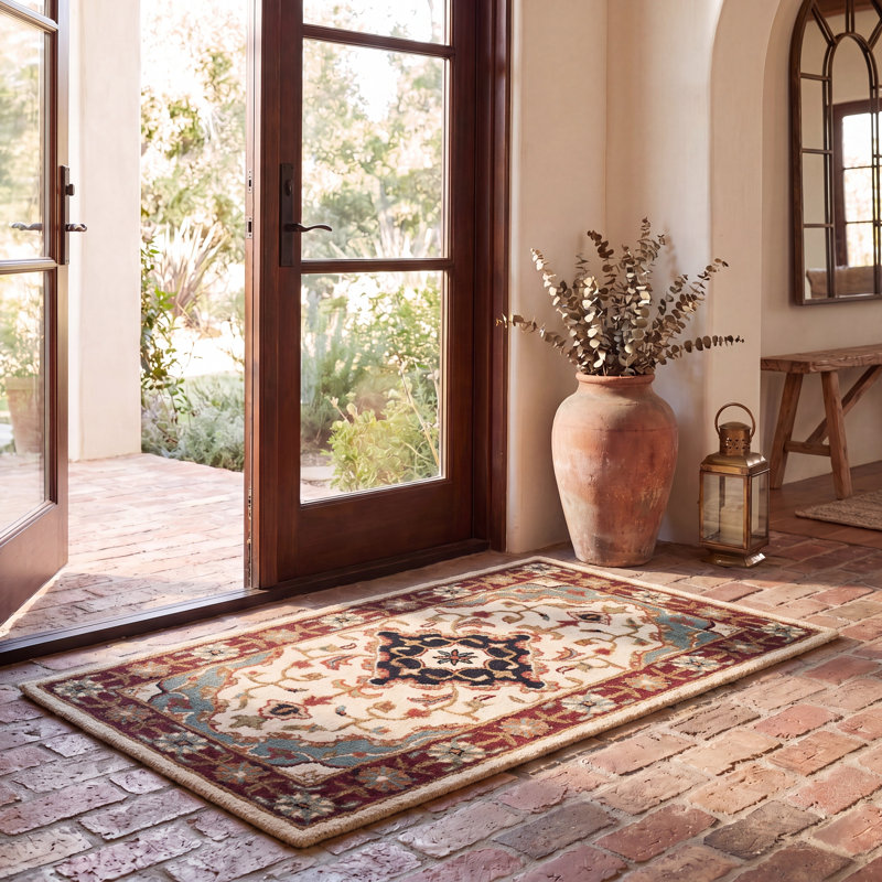 Tapis oriental en laine touffeté à la main Balthrop, Rectangle 9 pi 6 po x 13 pi 6 po