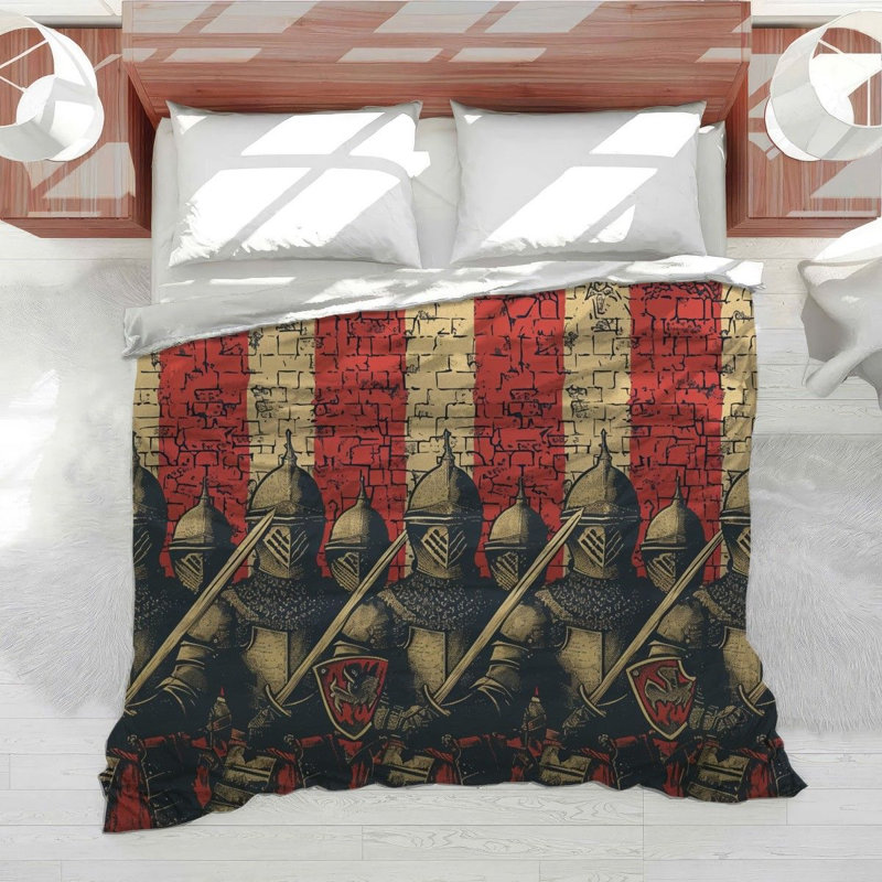 Knights History Machine Printed Duvet Cover, Twin