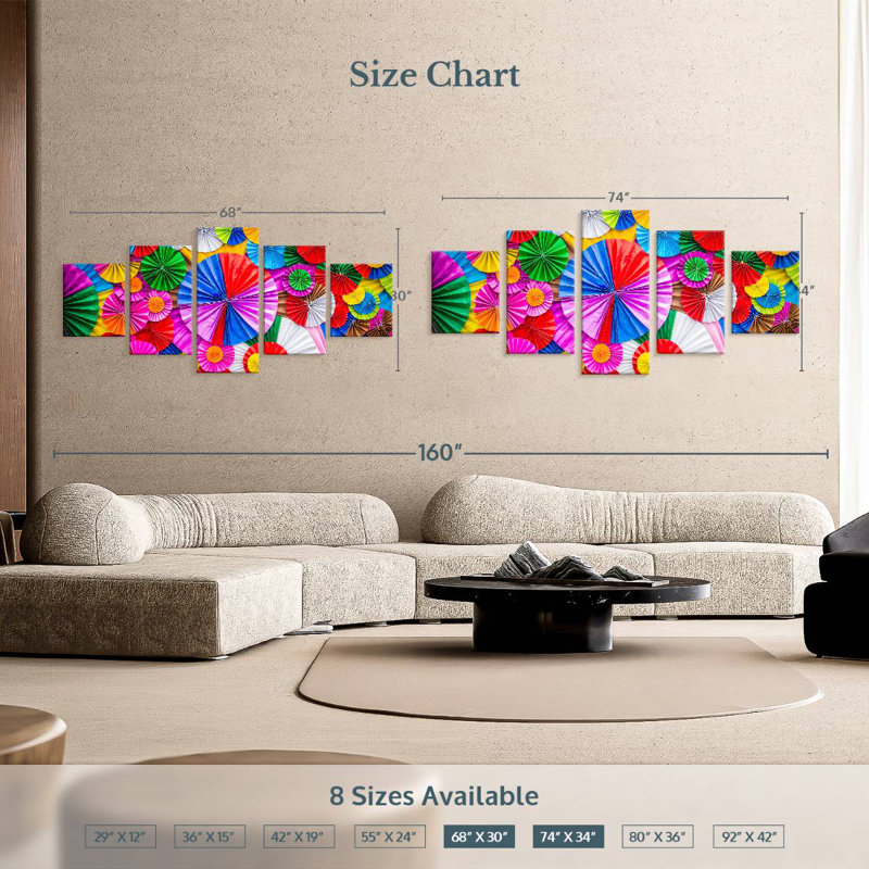 Colourful Origami Flowers, H 34 po x l 74 po