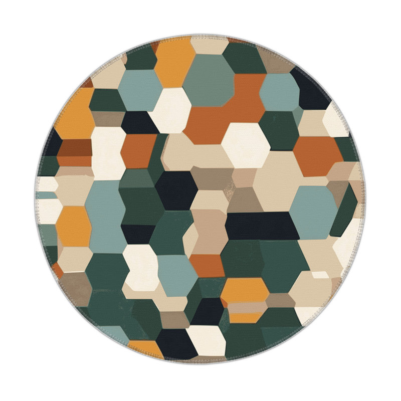 Earth Bound Pixels Indoor And Outdoor Area Rug, Round 5'