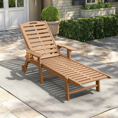 Ensemble de chaise longue inclinable d'extérieur en PEHD avec porte-gobelet
