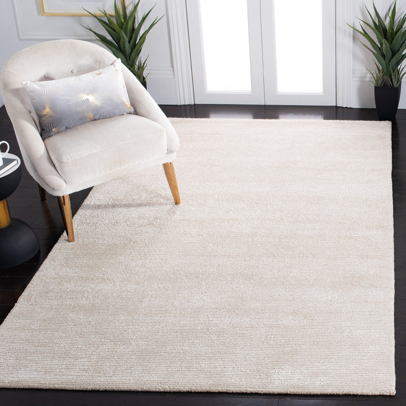Lutalo Hand Tufted Viscose/Wool Pile Solid Color Rug in Beige, Rectangle 8' x 10'