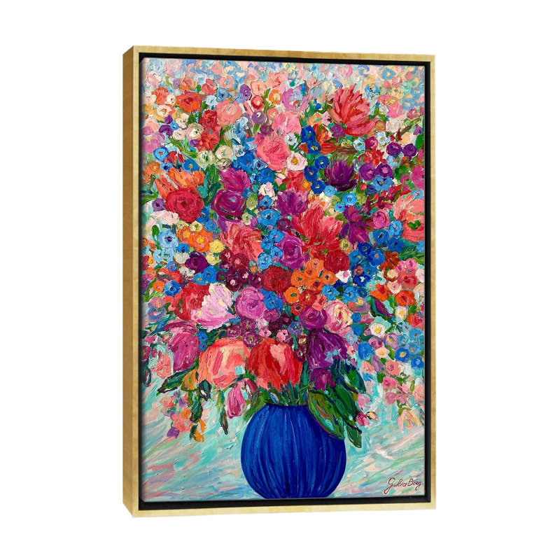 Bouquet d'été - reproduction d'art murale - toile encadrée, H 40 po x l 26 po, Doré