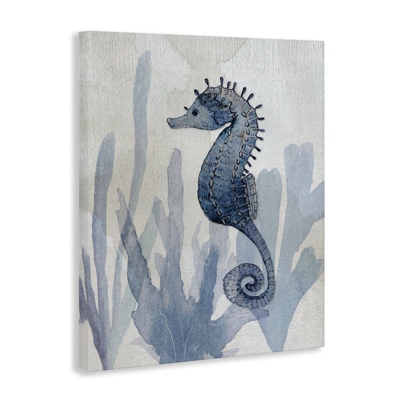 Toile d'algues biologiques et d'hippocampes, design par Susan Jill, H 30 po x l 24 po