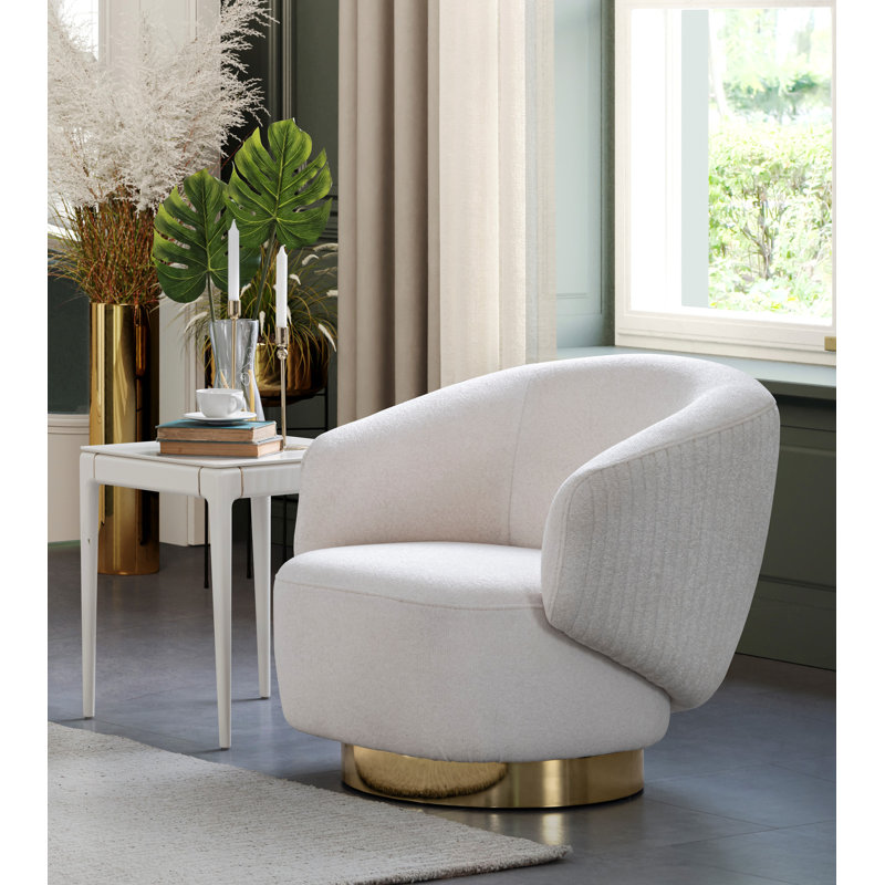 Iudistira Upholstered Swivel Armchair, White