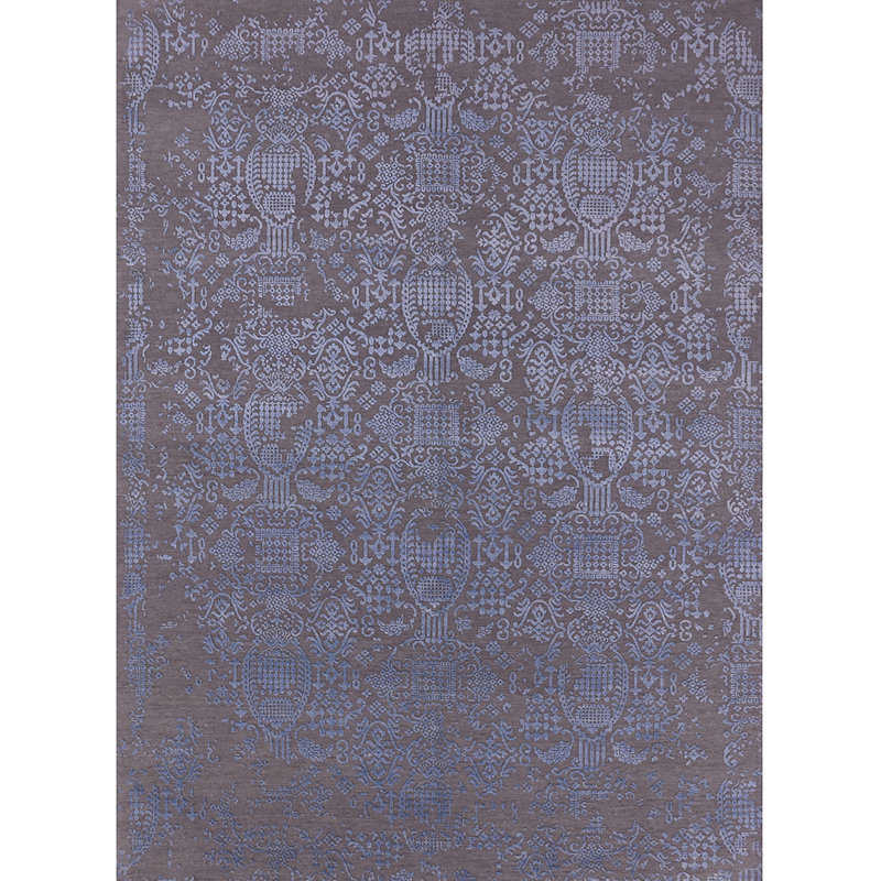 Tapis oriental bleu / gris Guilden, Rond 8 pi