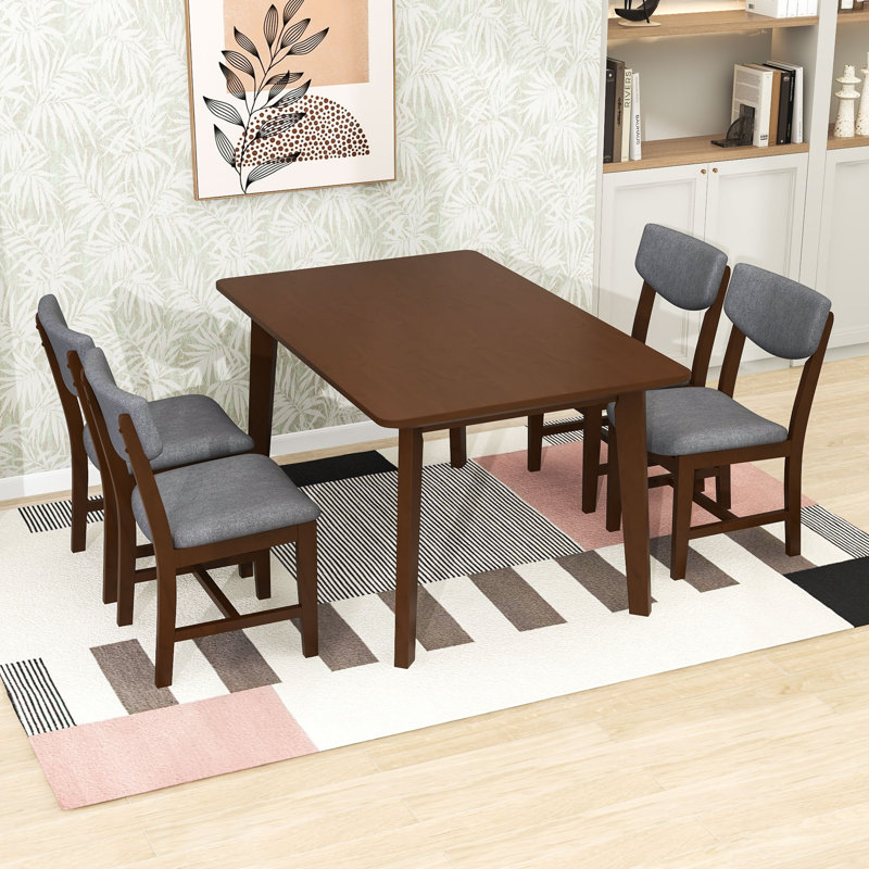 Ensemble de salle à manger 5 pièces avec 4 chaises rembourrées, Noyer
