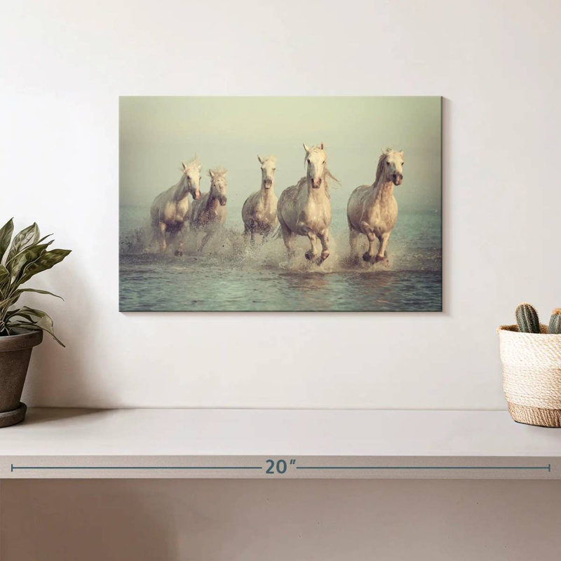 Brampt Camargue chevaux blancs, H 8 po x l 12 po