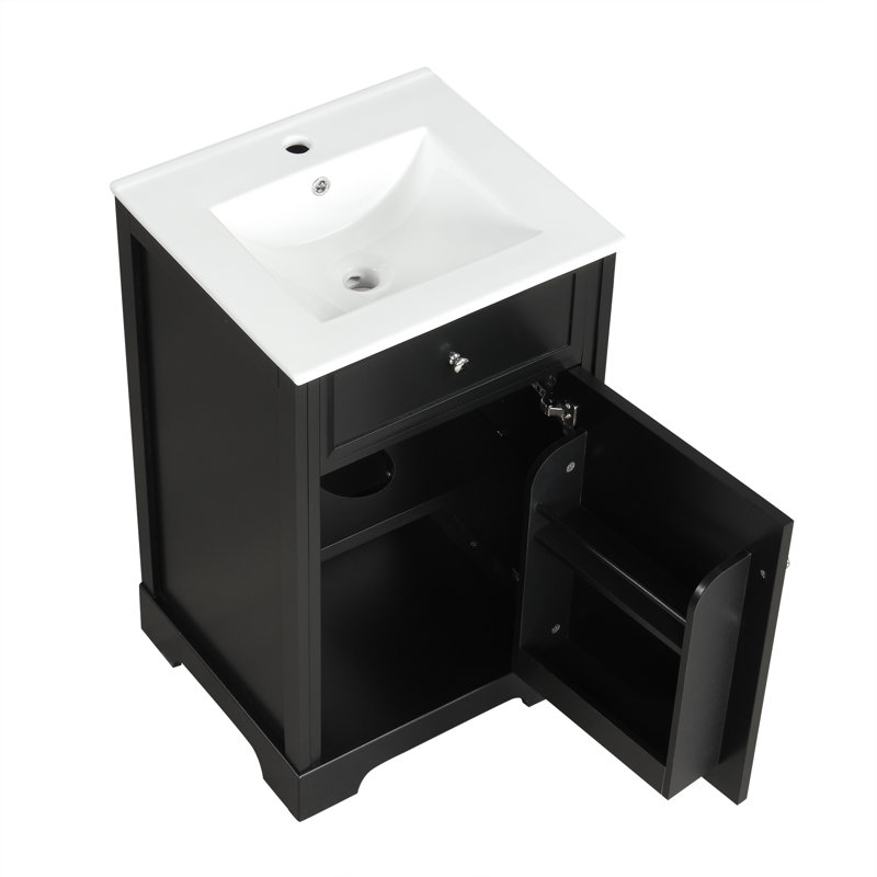 20" Single Bathroom Vanity with Sink, Black