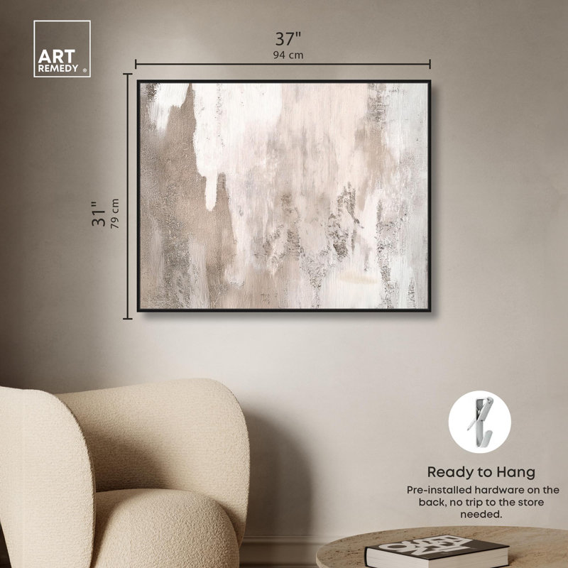 Art Remedy, art sur toile neutre, texture striée II, H 37 po x l 31 po x P 1,8 po, Reproduction encadrée sans passe-partout