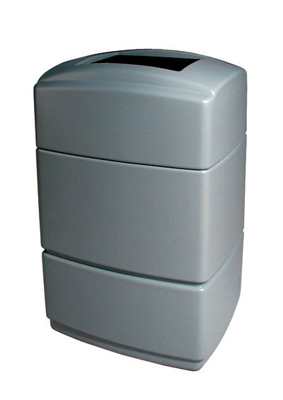 PolyTec Plastic Open Kitchen Trash Can - 40 Gallons, Shell Silver