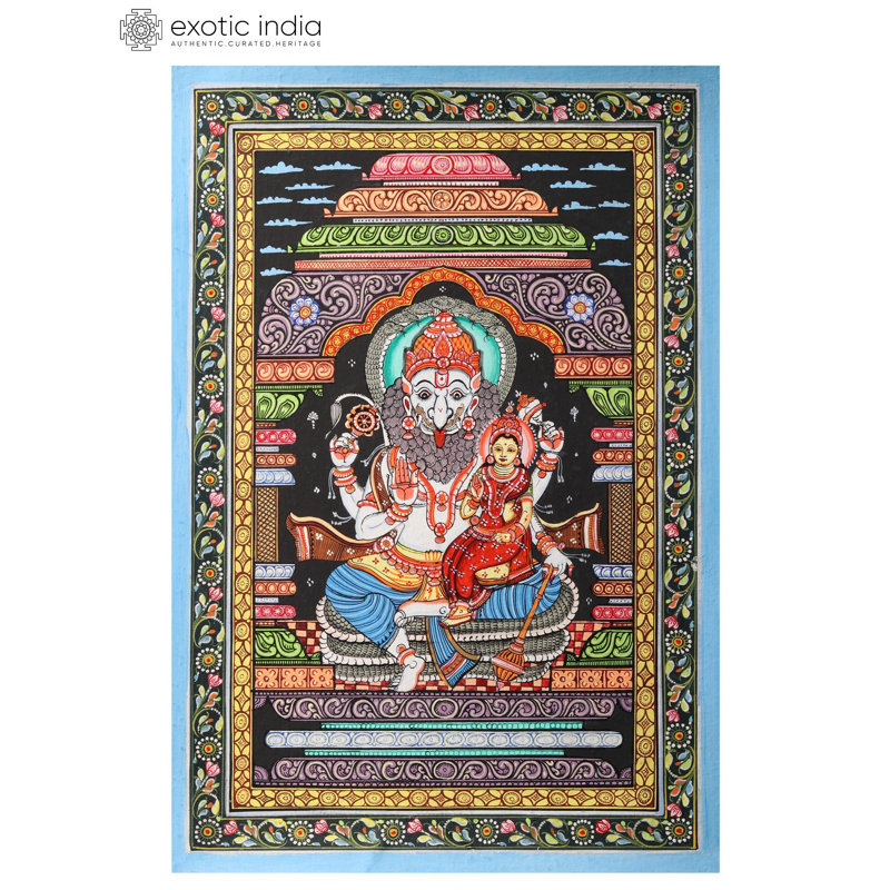 " Lord Narasimha With Lakshmi " Painting Print