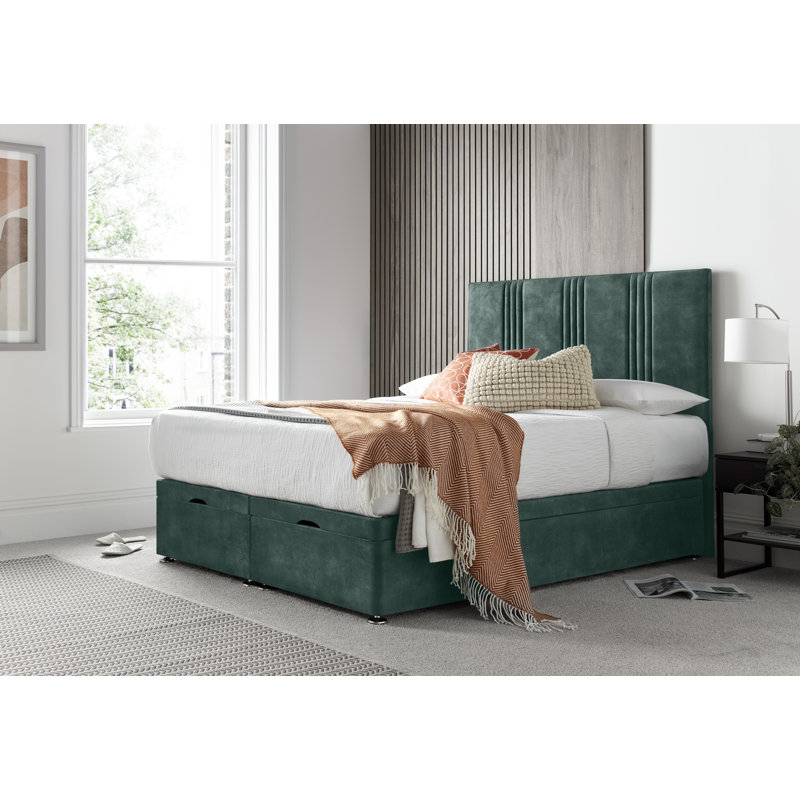 New Empire Conistan Divan Ottoman with Floor Standing Headboard , Emerald, Kingsize (5')