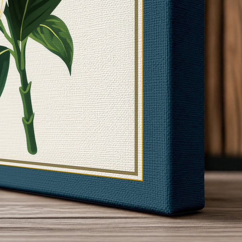 Magnolia Botanical - Wrapped Canvas, 30x20 - 76.2 x 50.8 cm, Teal Border