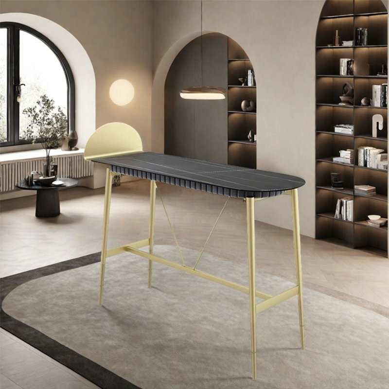 Table de bar simple, Noir, H 41,3 po x L 55,1 po x l 15,7 po, Or