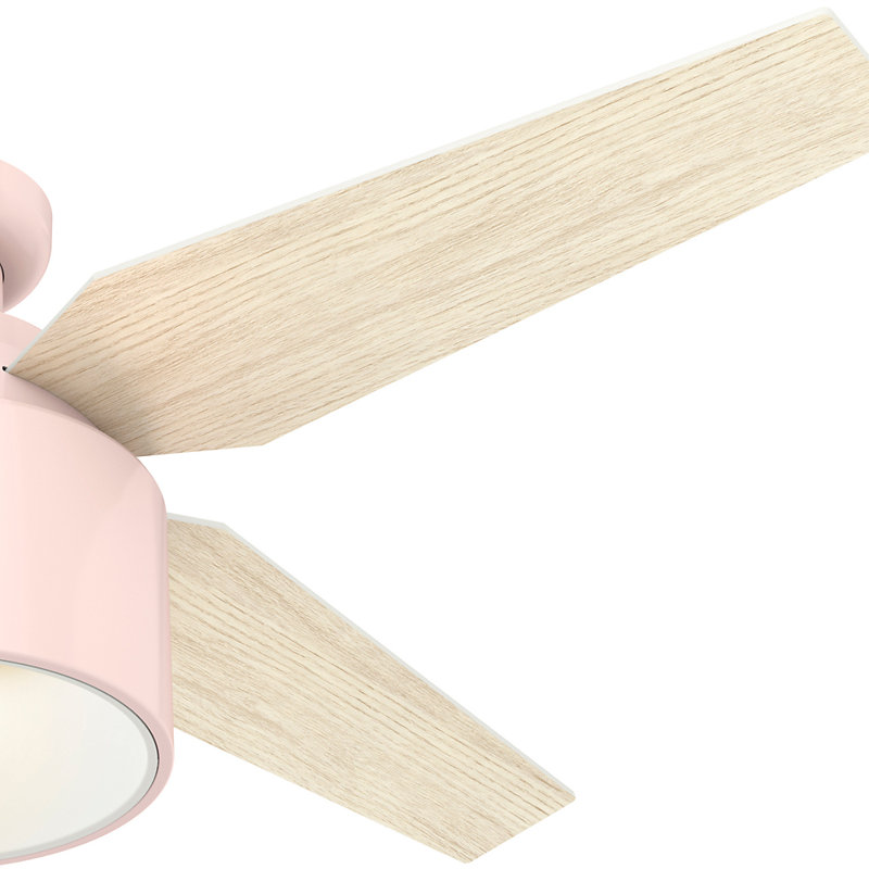 Blush Pink 52" Flush Mount Ceiling Fan with Light and Remote