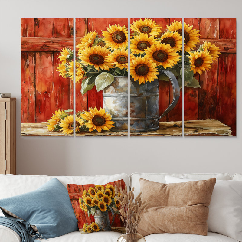 Ditlow - Assortiment de bouquets assortis - Art mural traditionnel, 4, H 32 po x l 64 po