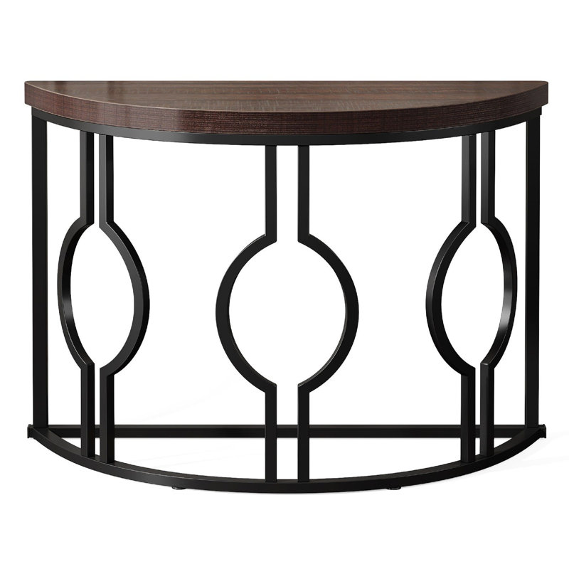Console d'appoint, métal géométrique noir, demi-lune 43 po