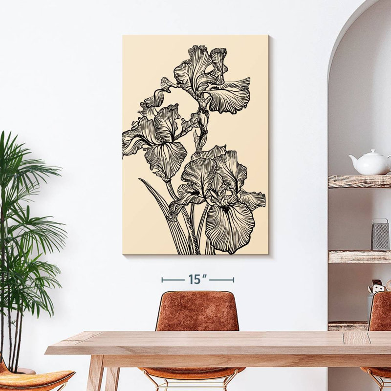 Fleur d'iris rétro, H 45 po x l 30 po