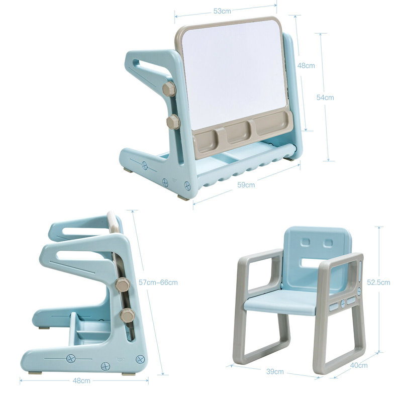 Greenbury Kids Rectangular Play Or Activity Table and Chair Set, Blue/Grey