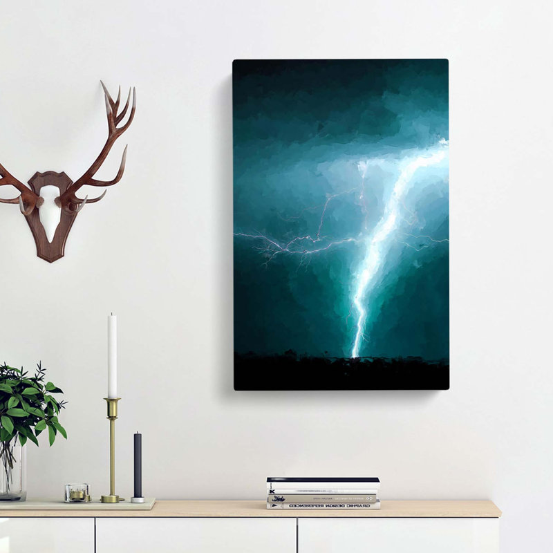 Lightning Storm Abstract Art - Wrapped Canvas Painting, 50cm H x 35cm W x 3cm D