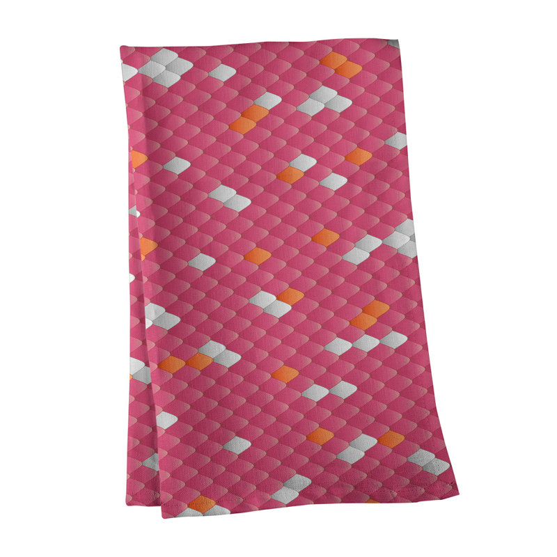Serviette de thé à échelles serpent, Rose, Sergé de coton