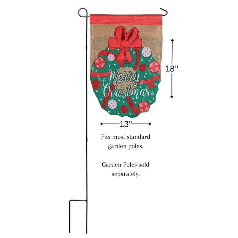Couronne de drapeau Merry Christmas, H 18 po x l 13 po