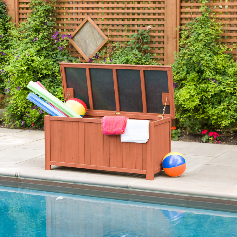 Leisure Season 50'' W 67 Gallons Water Resistant Solid Wood Solid Wood Harvested From The Cypress Tree Family With Decay Resistance Similar To Western Red Cedar Deck Box in Medium Brown
