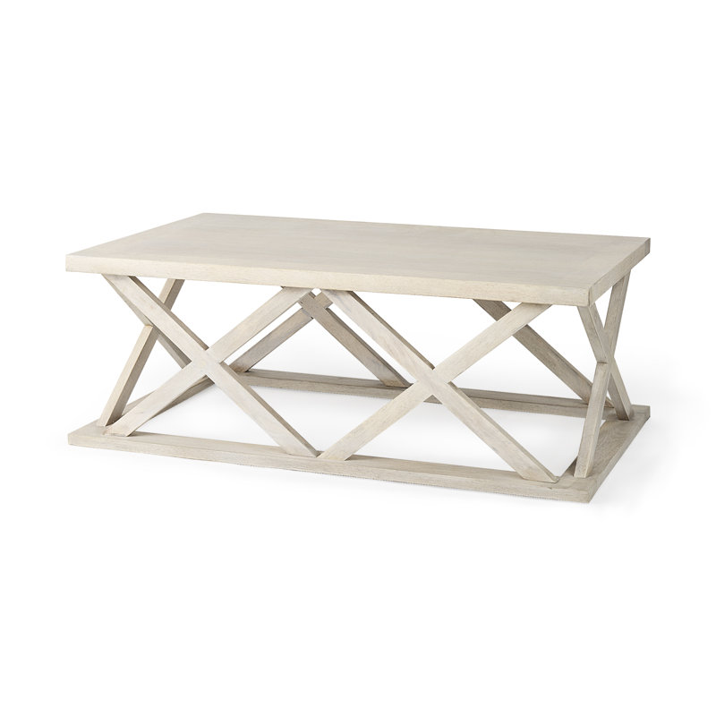 Meggett Solid Wood Single Coffee Table, Off White